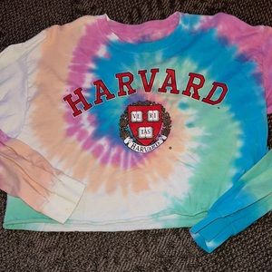 Cropped Tie Dye Harvard Tee